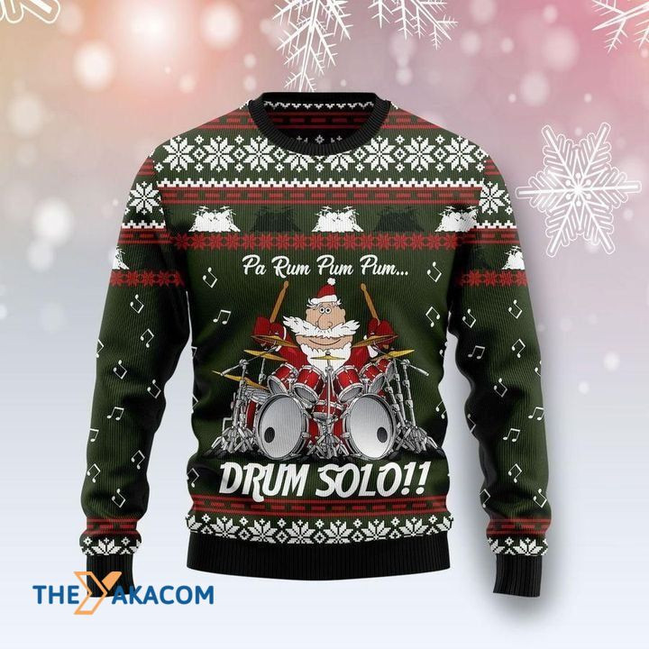 Santa Claus Funny Drum Solo All Over Printed Sweater