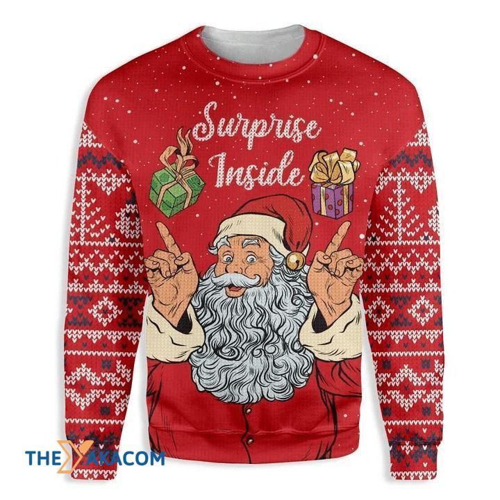 Santa Claus Suprise Inside Presents All Over Printed Sweater