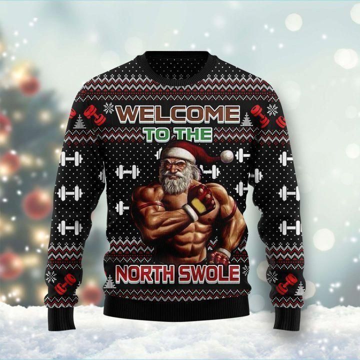 Santa Claus Welcome To The North Swole All Over Printed Sweater