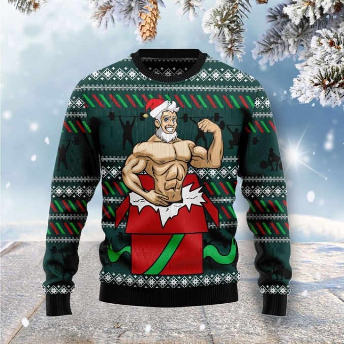 Santa Gymnastic All Over Printed Sweater
