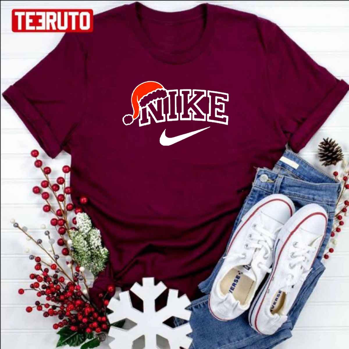 Santa Hat Nike Christmas Unisex T-Shirt