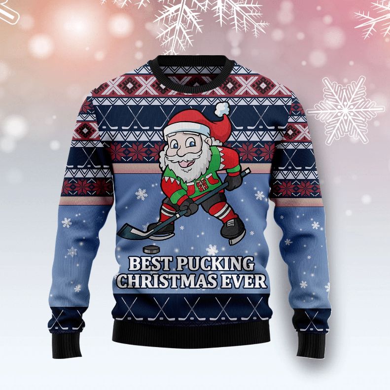 Santa Hockey All Over Printed Sweater