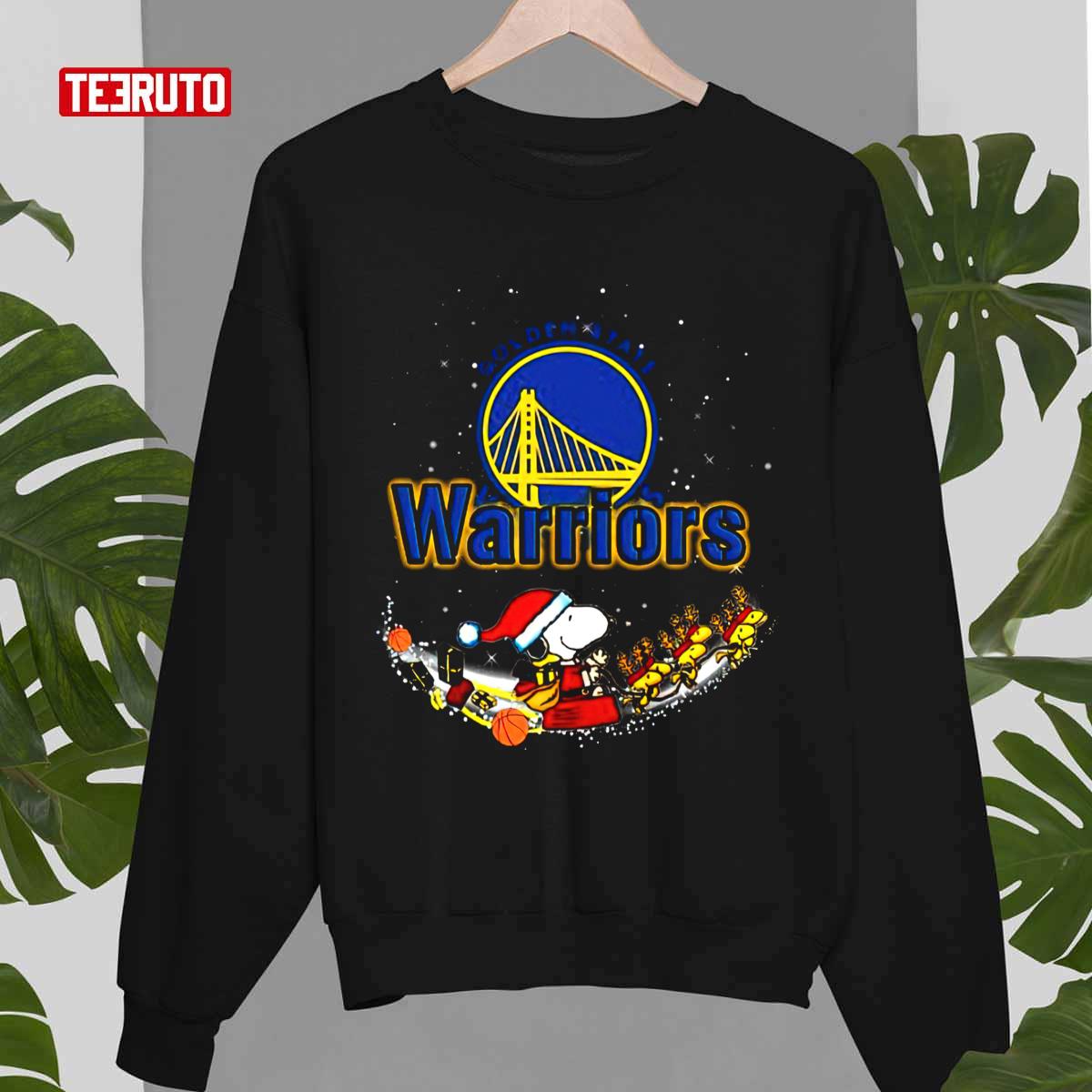 Santa Snoopy Woodstock Golden State Warriors 2021 Christmas Unisex Sweatshirt