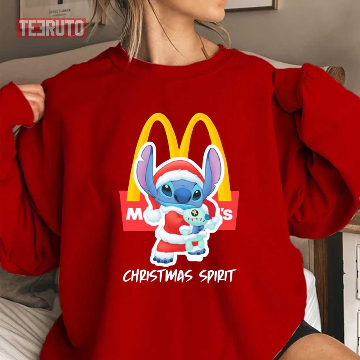 Santa Stitch Merry Christmas Mcdonalds Unisex Sweatshirt