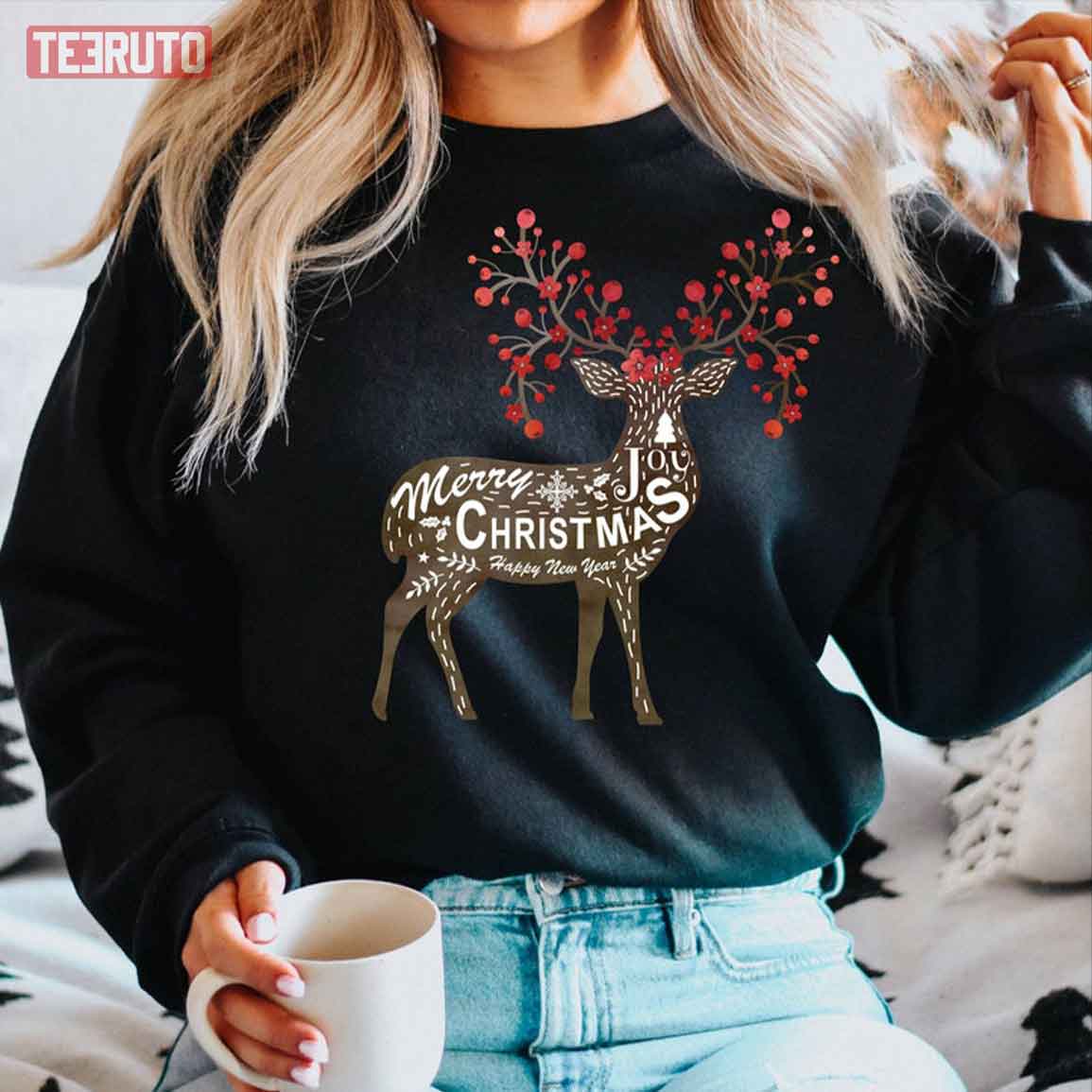 Scandinavian Folk Art Reindeer Norwegian Unisex Sweatshirt