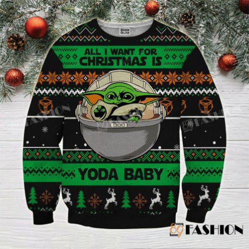 Star Wars All I Want For Christmas Is Yoda Baby Wool Knitted Sweater