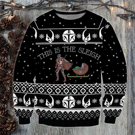Star Wars This Is The Sleigh Baby Yoda Ugly Wool Knitted Xmas Sweater