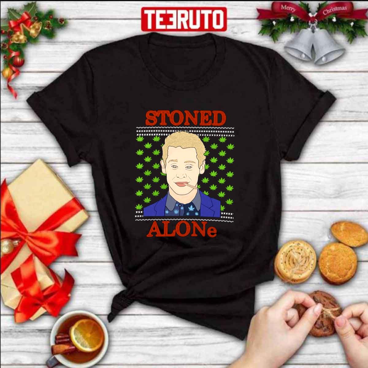 Stoned Alone Weed Home Alone Christmas Unisex T-Shirt