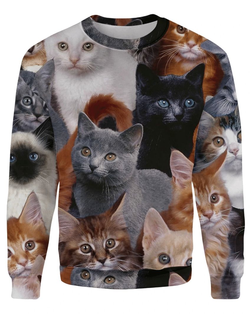 Sweater 3D Cat Collage Xmas - Teeruto