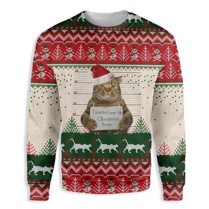 Sweater 3D Cat I Knocked Over The Christmas Tree