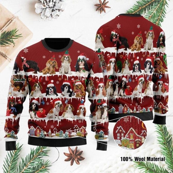 Sweater 3D Cavalier King Charles Spaniel Christmas