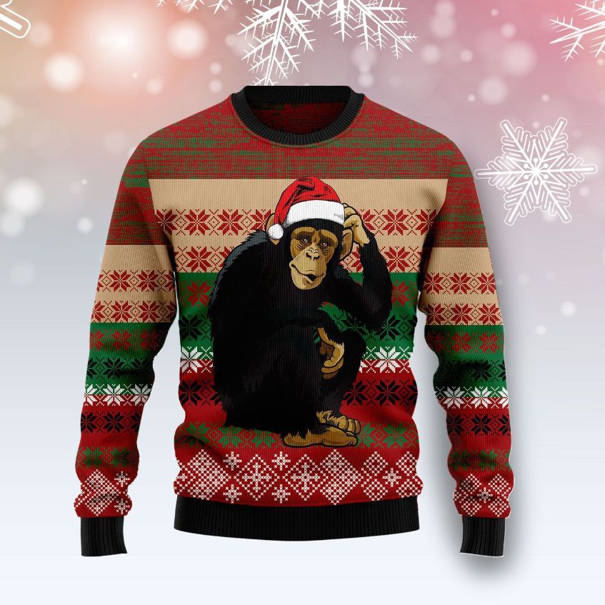 Sweater Chimpanzee Christmas 3D