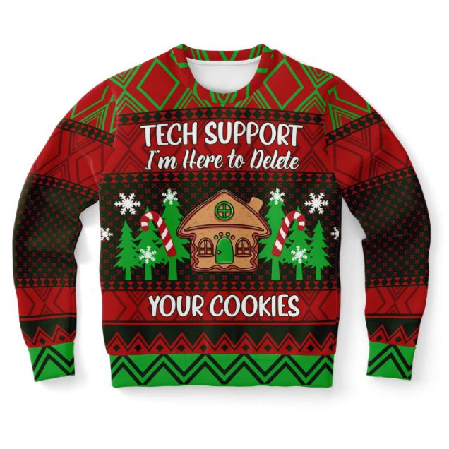 Tech Support I’m Here To Delete Your Cookies Ugly Xmas Wool Knitted Sweater