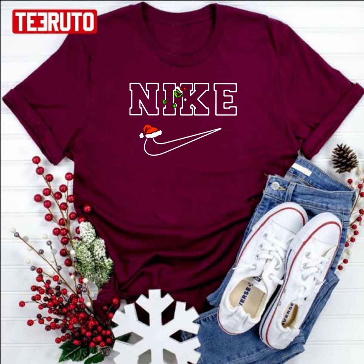 The Grinch Nike Santa Hat Xmas Christmas Unisex T-Shirt