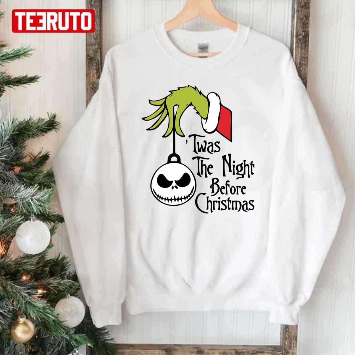 Twas The Night Before Christmas Funny Jack And Grinch Unisex Sweatshirt