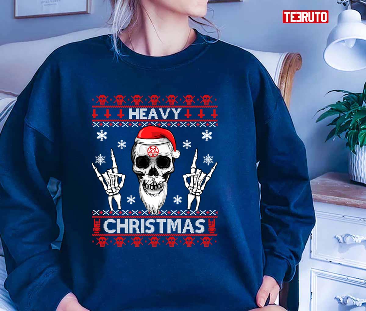 Ugly Christmas Heavy Death Metal Rock Santa Unisex Sweatshirt