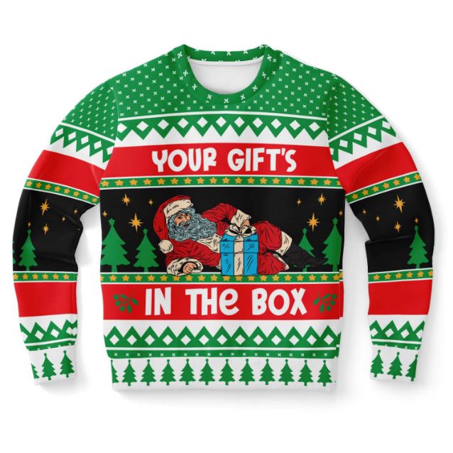 Your Gift’s In The Box Ugly Christmas Wool Knitted Sweater