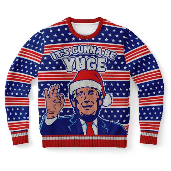 Yuge Trump Ugly Christmas Wool Knitted Sweater