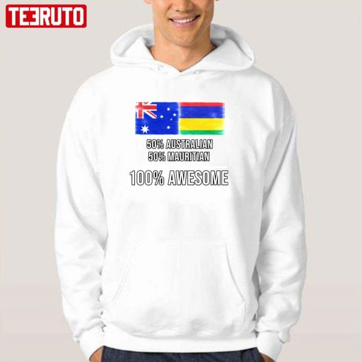 50 Australian 50 Mauritian 100 Awesome Mauritius Flag Unisex T-Shirt