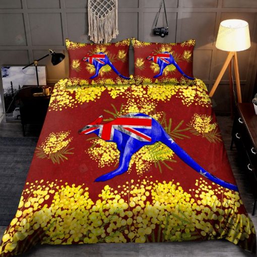 Australia Kangaroo And Golden Wattle Bedding Set