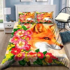 Beautiful Fox With Flowers Bedding Set