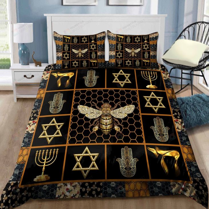 Bee And Jewish Symbols Bedding Set Teeruto