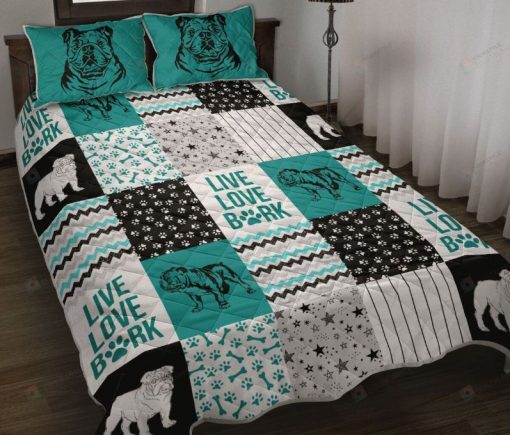 Bulldog Shape Pattern Quilt Bedding Set