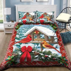 Cardinal In Winter Christmas Bedding Set