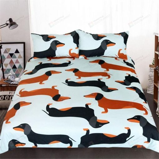 Cartoon Dachshund Dogs Bedding Set