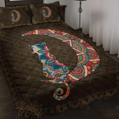 Cat And Moon Mandala Quilt Bedding Set