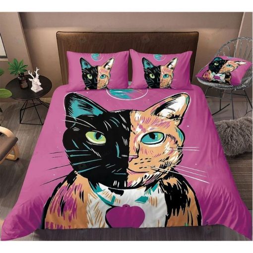 Cat Painting With Color Bedding Set