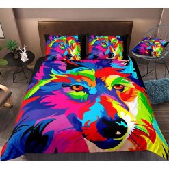 Colorful Wolf Bedding Set