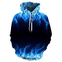 Colorful Flame Fire Blue Hoodie 3D