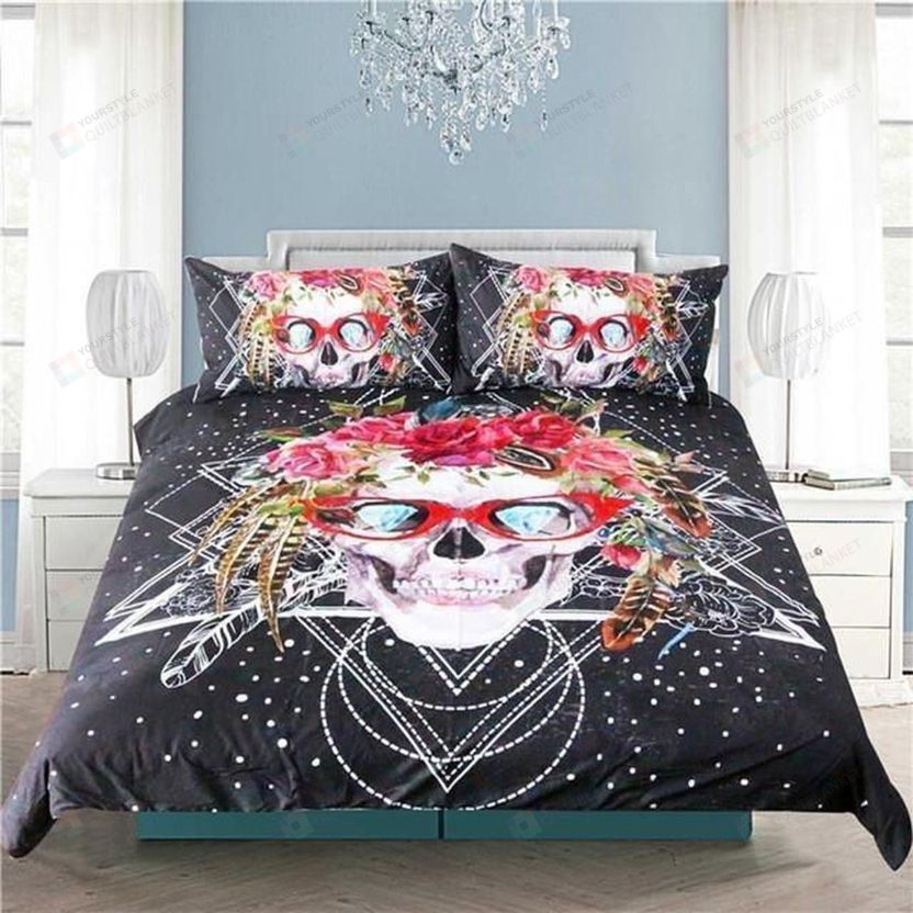 Cool Floral Skull Bedding Set Teeruto