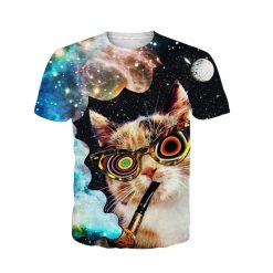 Creative Crazy Galaxy Cat Animal 3D T-Shirt