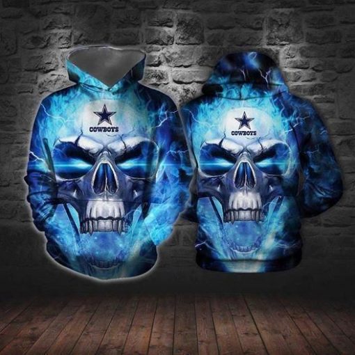 Dallas Cowboys Skull Lightning 3d Hoodie