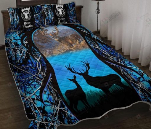 Deer Couple Beside Lake Quilt Bedding Set