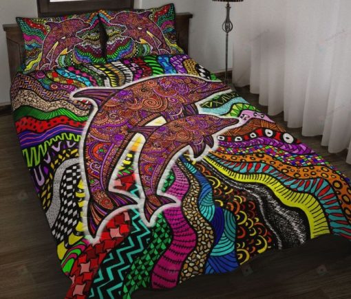 Dolphin Colorful Style Quilt Bedding Set