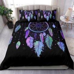 Dreamcatcher With Colorful Vibrant Feathers Bedding Set