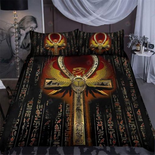 Egyptian Ankh Scarab Bedding Set