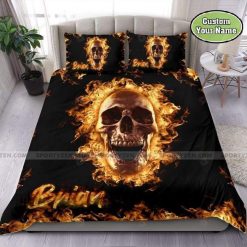 Fire Golden Skull Bedding Set