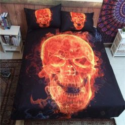 Flaming Skull Bedding Set