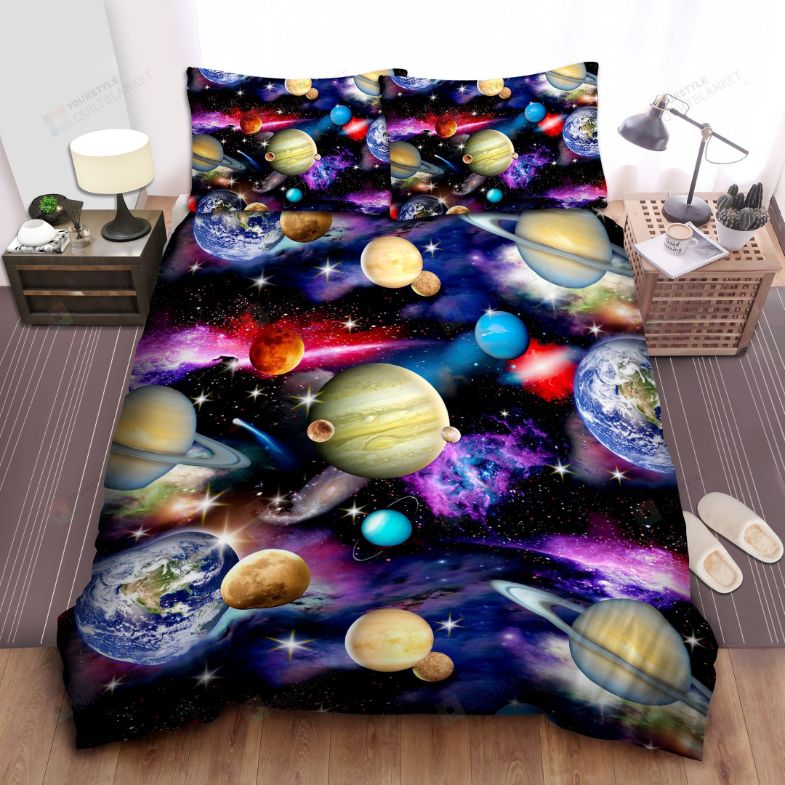 Galaxy Planets In Space Bedding Set, Space Bedding King Size