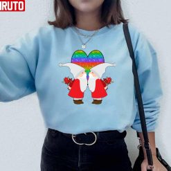 Gay Pride Valentines Day Gnome Couple Rainbow Lgbt Unisex Sweatshirt