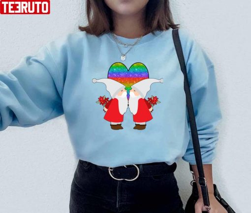 Gay Pride Valentines Day Gnome Couple Rainbow Lgbt Unisex Sweatshirt