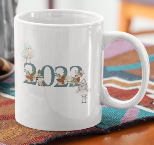 Gnome Bird Happy New Year 2022 Coffee Mug