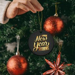 Golden and Black HAPPY NEW YEAR 2022 Ornament