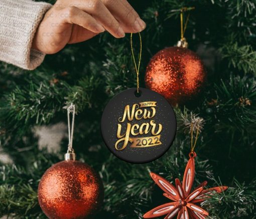 Golden and Black HAPPY NEW YEAR 2022 Ornament