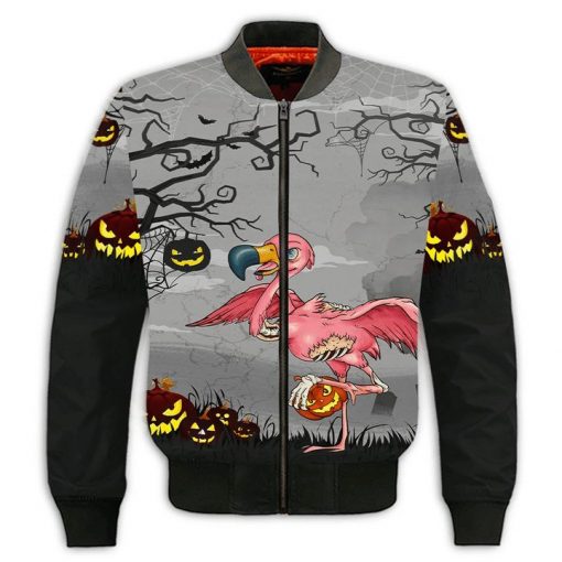 Halloween flamingo 10 3D Zip Hoodie Bomber