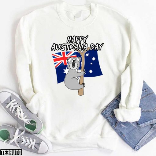 Happy Australia Day 2022 Australian Flag Koala Funny Unisex T-Shirt